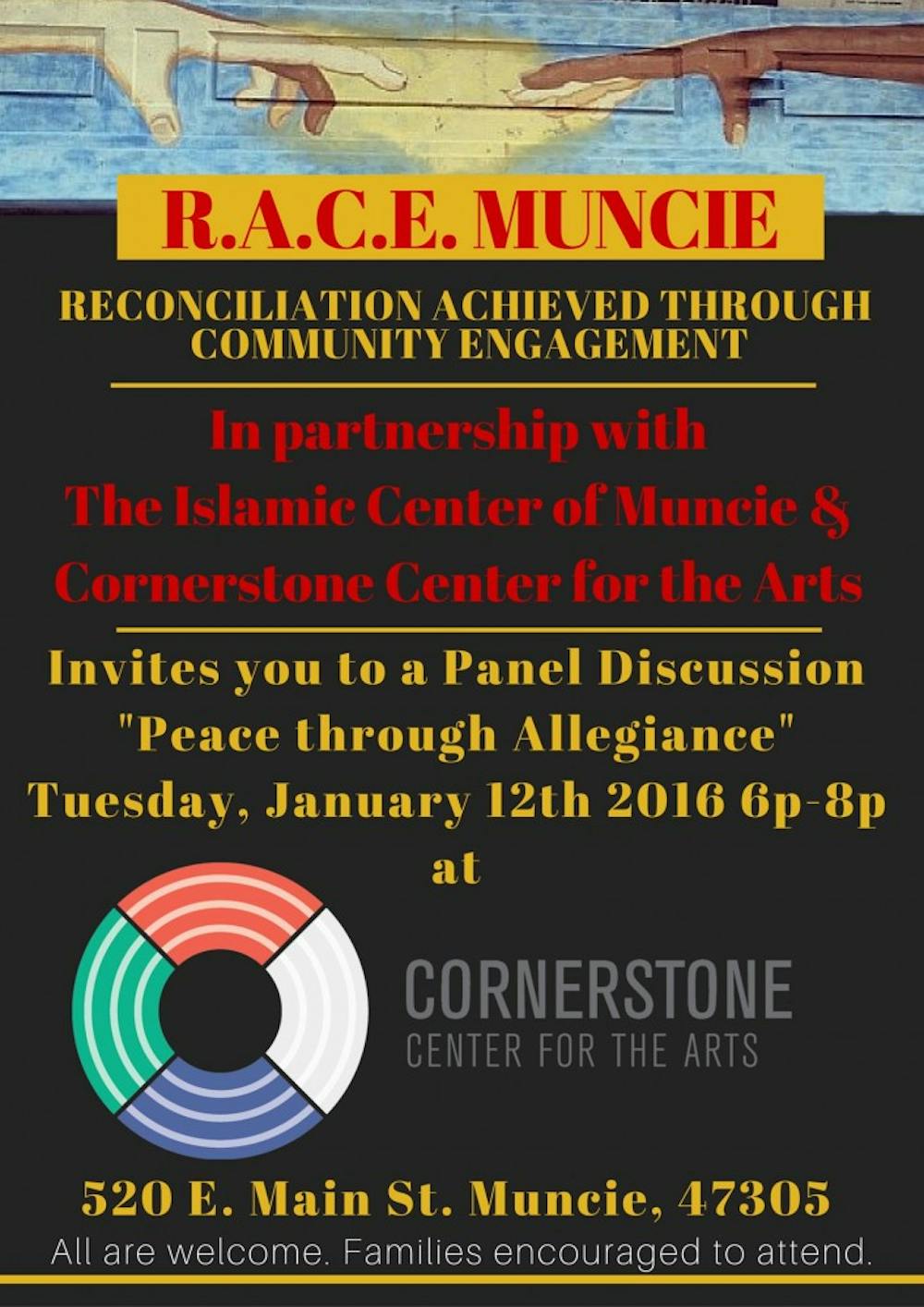 <p>A panel discussion with local Muslim leaders and Ball State students are coming together to talk to the public about the Islamic culture. The discussion is on Jan. 12 from 6-8 p.m. at Cornerstone Center for the Arts. <em>PHOTO COURTESY OF R.A.C.E. MUNCIE FACEBOOK</em></p>