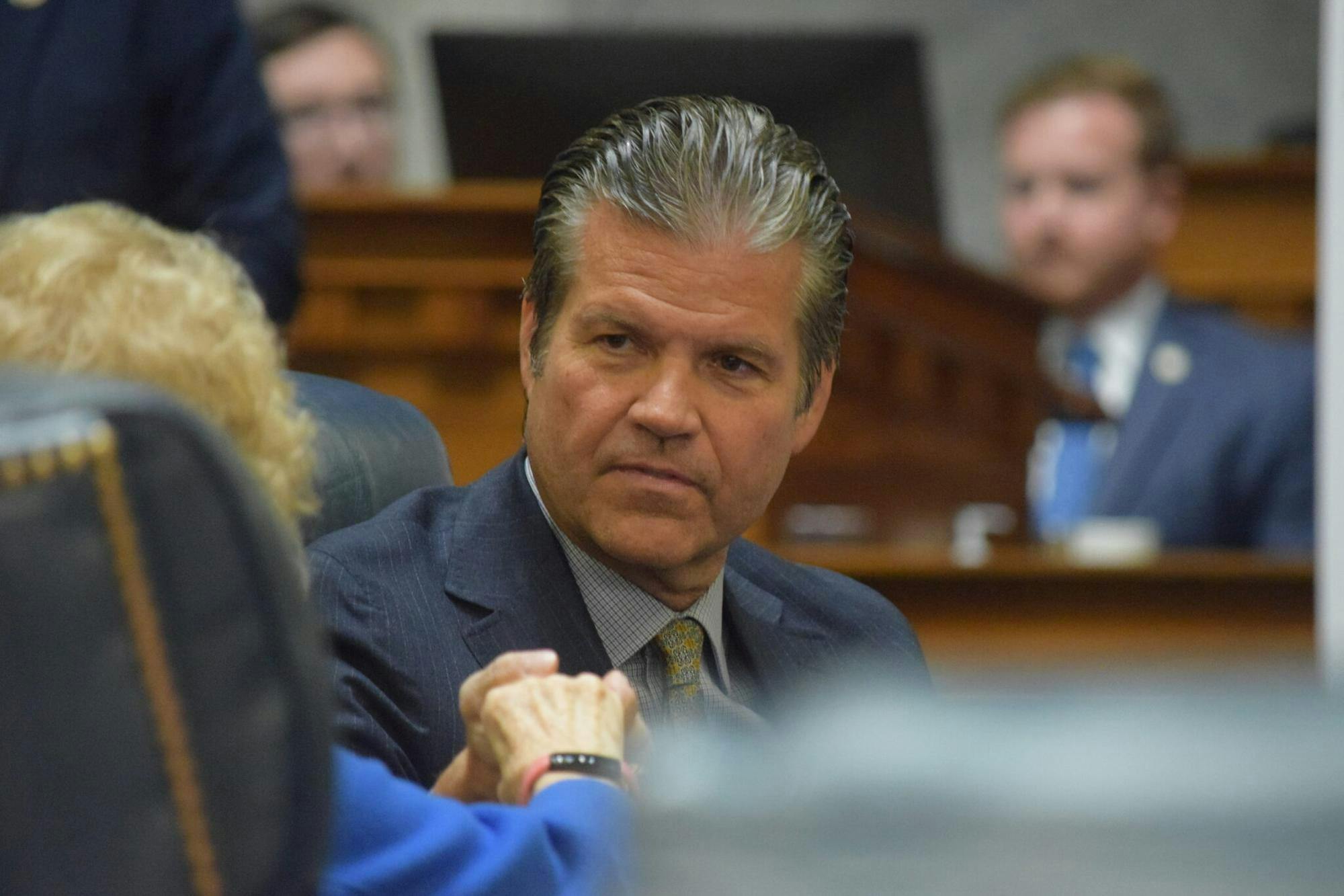 Senate Appropriations Committee Chair Ryan Mishler on the Indiana Senate floor on Dec. 11, 2025.(Photo by Casey Smith/Indiana Capital Chronicle)
