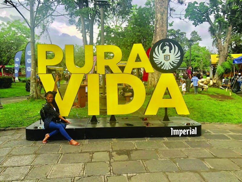 Senior exercise science major Edlecia Ward found several "Pura Vida" signs while she was studying abroad in San Jose, Costa Rica in summer 2019. Translating to "pure life," Ward said the phrase "pura vida" had such an impact on her that she tattooed the phrase onto her calf. Edlecia Ward, Photo Provided.&nbsp;