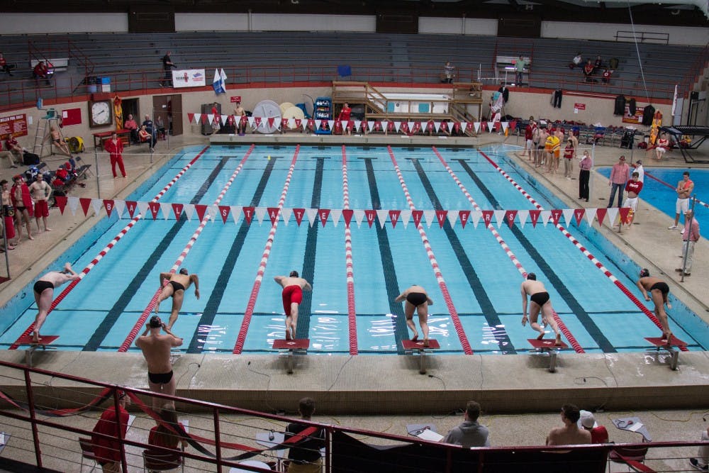 <p>Ball State Men's Swimming and Diving competes against Ohio for the senior meet Feb. 10 at Lewellen Pool. Ball State lost 217-81. <strong>Eric Pritchett, DN</strong></p>