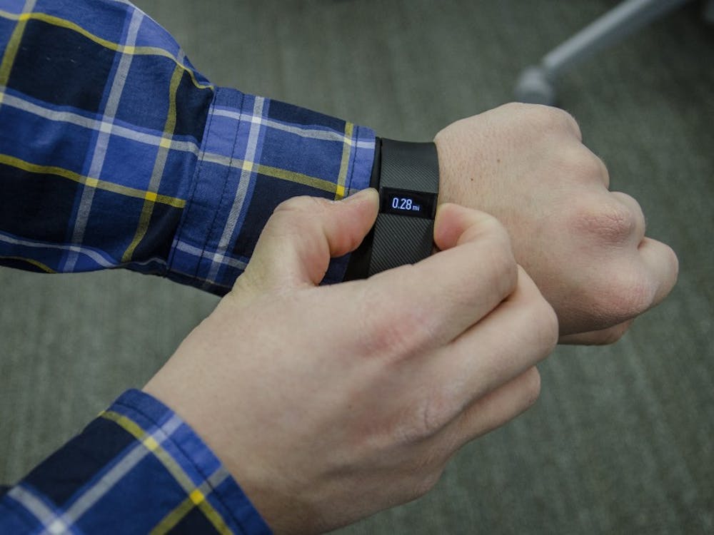 The Fitbit can track fitness habits in and out of the gym, such as how many steps the user has taken. The Fitbit records user’s sleep patterns each night, and stores the information on a graph on an app the user has on their phone. DN PHOTO BREANNA DAUGHERTY