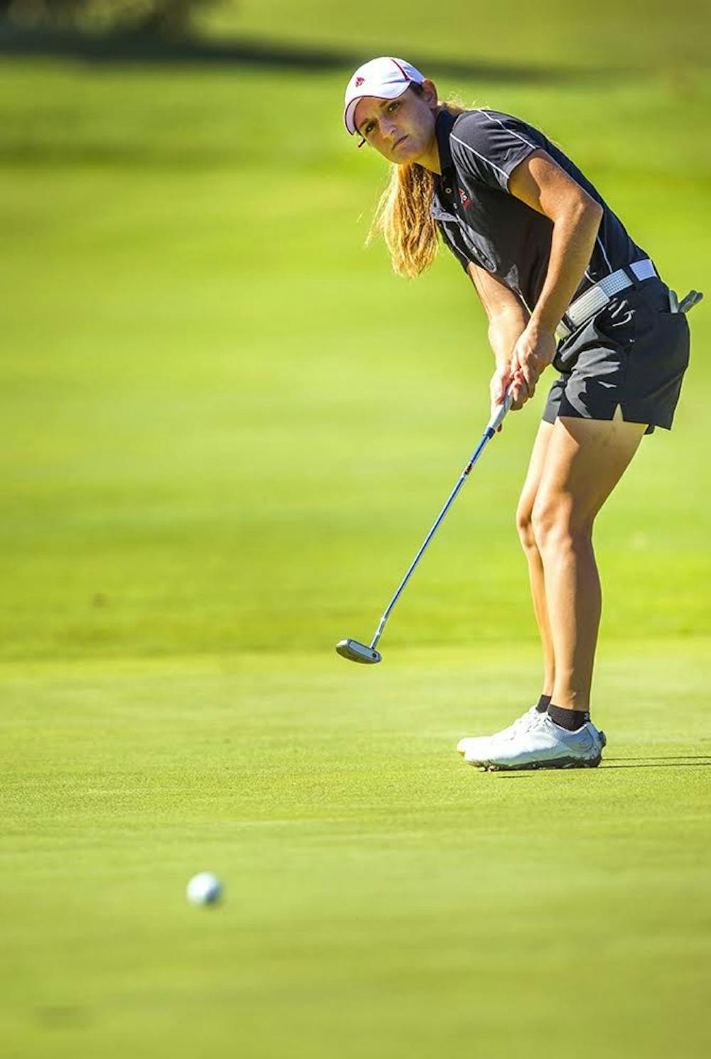 <p>Senior Allison Lindley led all individual statistics for the Ball State women's golf team and&nbsp;hopes to carry the momentum she built last season to this season. The golf&nbsp;team will head to Illinois State University this weekend to compete in the annual Redbird Invitational. <em>Ball State Athletics // Photo Provided&nbsp;</em></p>