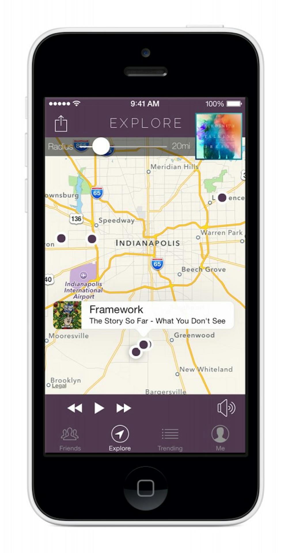 Social media music app Caktus allows its users to see what people are listening to on a map. PHOTO PROVIDED BY DANE REGNIER