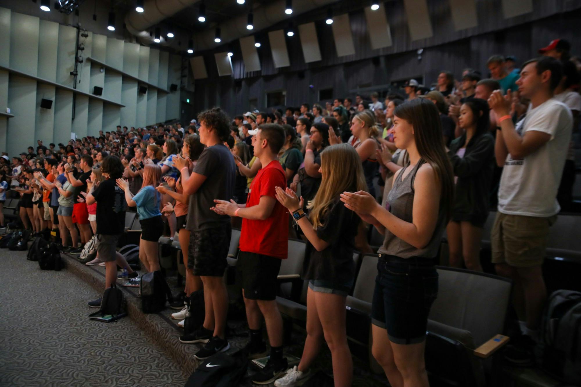 Campers at the Music for All Summer Symposium Leadership Weekend attending a presentation in Pruis Hall on the Ball State campus. Leadership Weekend runs June 25-27 before the Summer Symposium begins. Music for All, photo courtesy