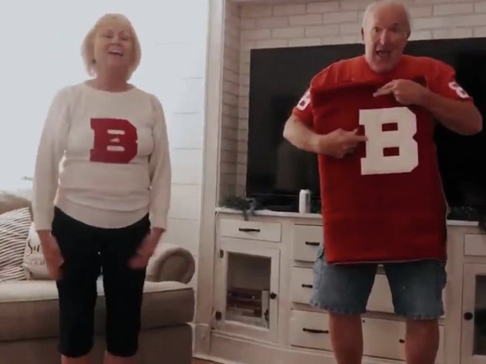 Jill and Mark Surface donned their original Ball State cheerleading and football gear to celebrate their granddaughter Madison's commitment to the university.