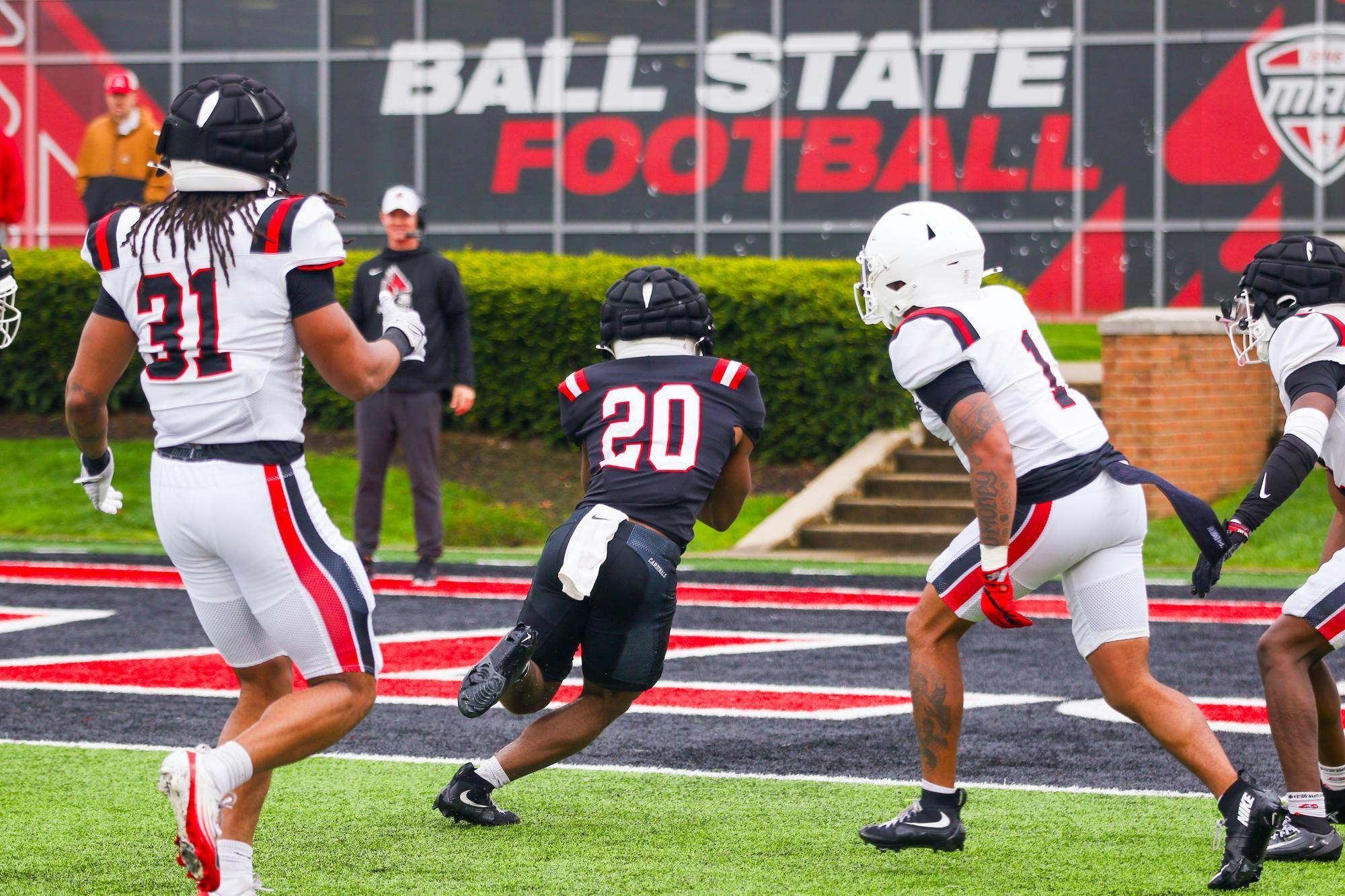 Ball State junior running back Johnny Thompson Jr scores a touchdown April 18 at Scheumann Stadium. Chloe Bailey, DN