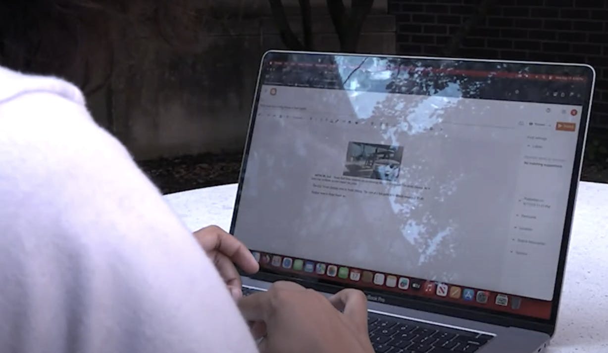 Vivian Bostick working on one of her latest stories for The Cardinal Independent.

Brooke Follrad, NewsLink Indiana