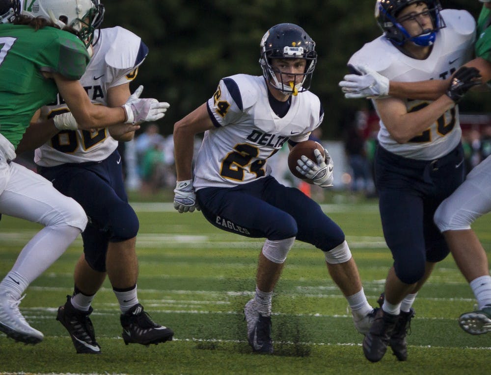 Delta High School faced off New Castle, Sept. 22, Friday, at New Castle High School in New Castle, IN. Delta defeated New Castle, 49-14. Grace Hollars, Da sCoop