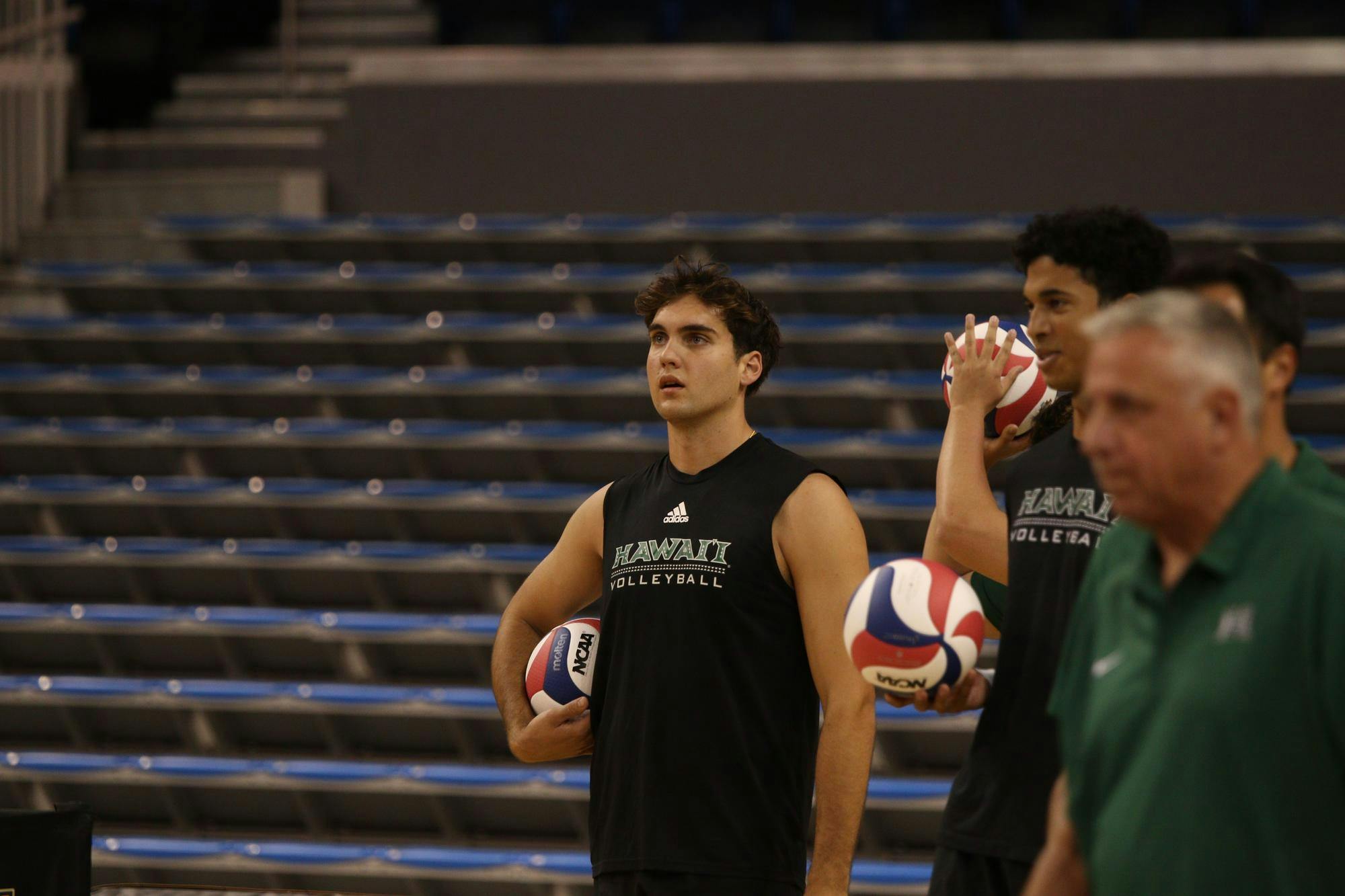 Hawaii men's volleyball practices ahead of the NCAA Tournament Championship May 10 at Pauley Pavilion in Los Angeles. Kyle Stout, DN