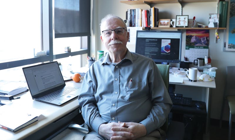 Professor of media Dom Caristi poses for a photo in his office March 1 in the Letterman Building. Caristi has worked at Ball State since 1998. Rylan Capper, DN 