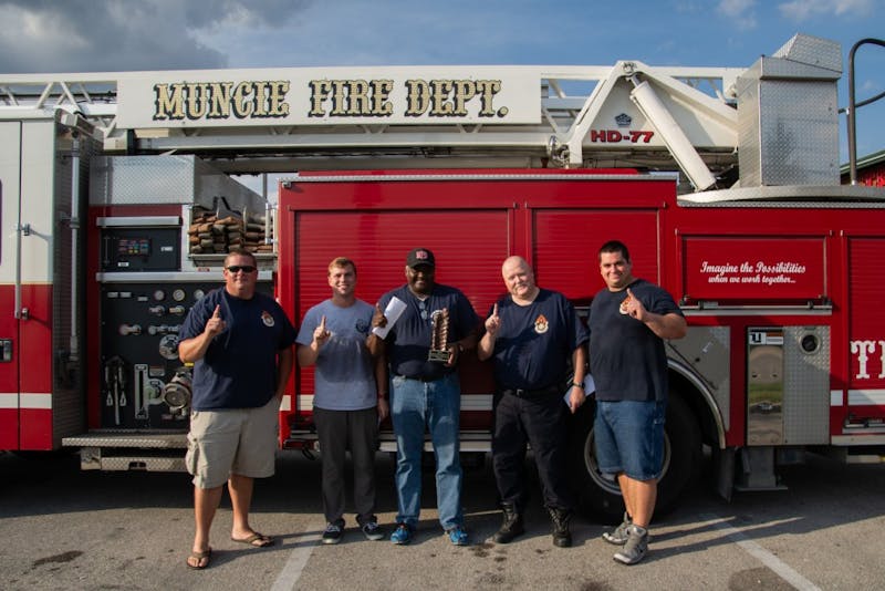 
The Muncie Fire Department and Police Department gathered at Texas Roadhouse on Sept. 18, 2018, to participate in the fifth annual Battle of the Badges Rib-Eating Competition. Ten percent of all meals bought during the competition was donated to the charity of the winner's choosing. The Fire Department chose Toys for Tots because they work with the organization every year during the holiday season.&nbsp;