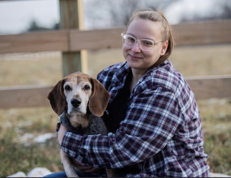 Megan and her dog PJ from AN Photo co. rainbow bridge photoshoot before he passed away.