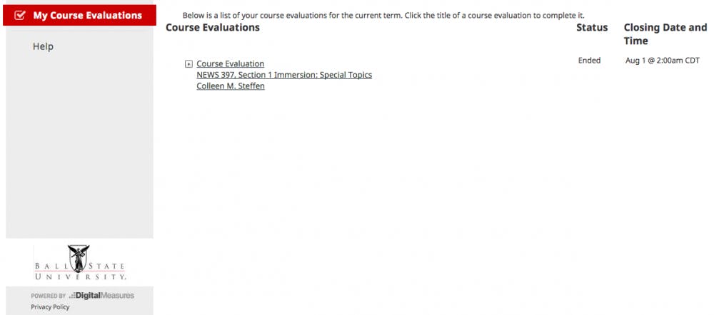 Ball State is looking for a new company to administer the online teacher evaluations students fill out each semester. Digital Measures Course Response, the current company, will continue their service until the end of the academic year. PHOTO COURTESY OF BALL STATE