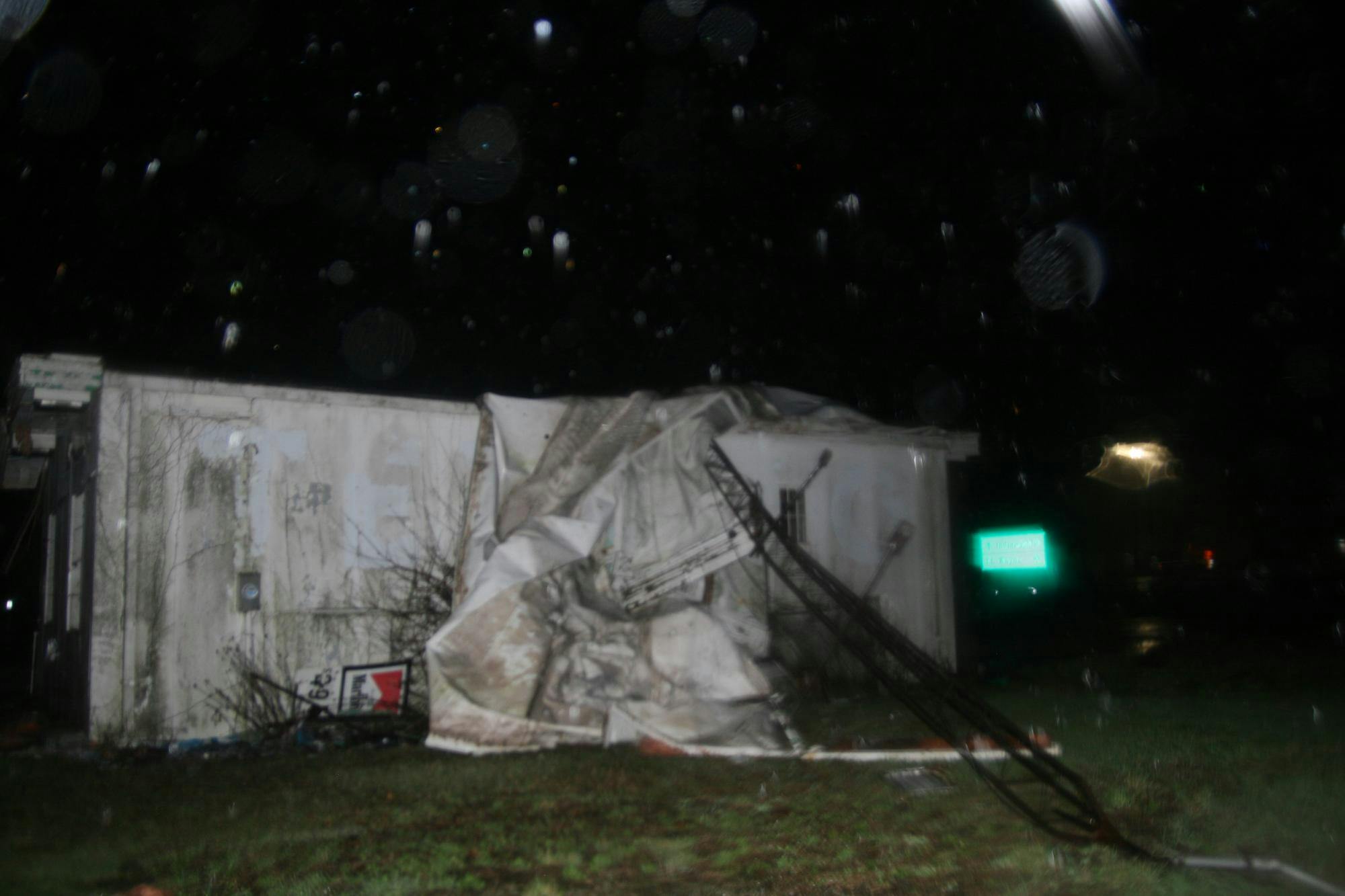 Damage to building off McGalliard and I-69. 
