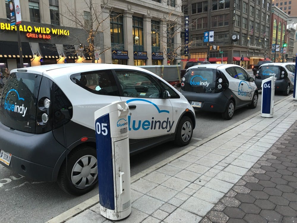 <p>Blue Indy is an electric car sharing service that was&nbsp;launched in Indianapolis five months ago. The services lets users pick the car up at one location and drop it off at another.&nbsp;<em>DN PHOTO TAYLOR KELLY</em></p>