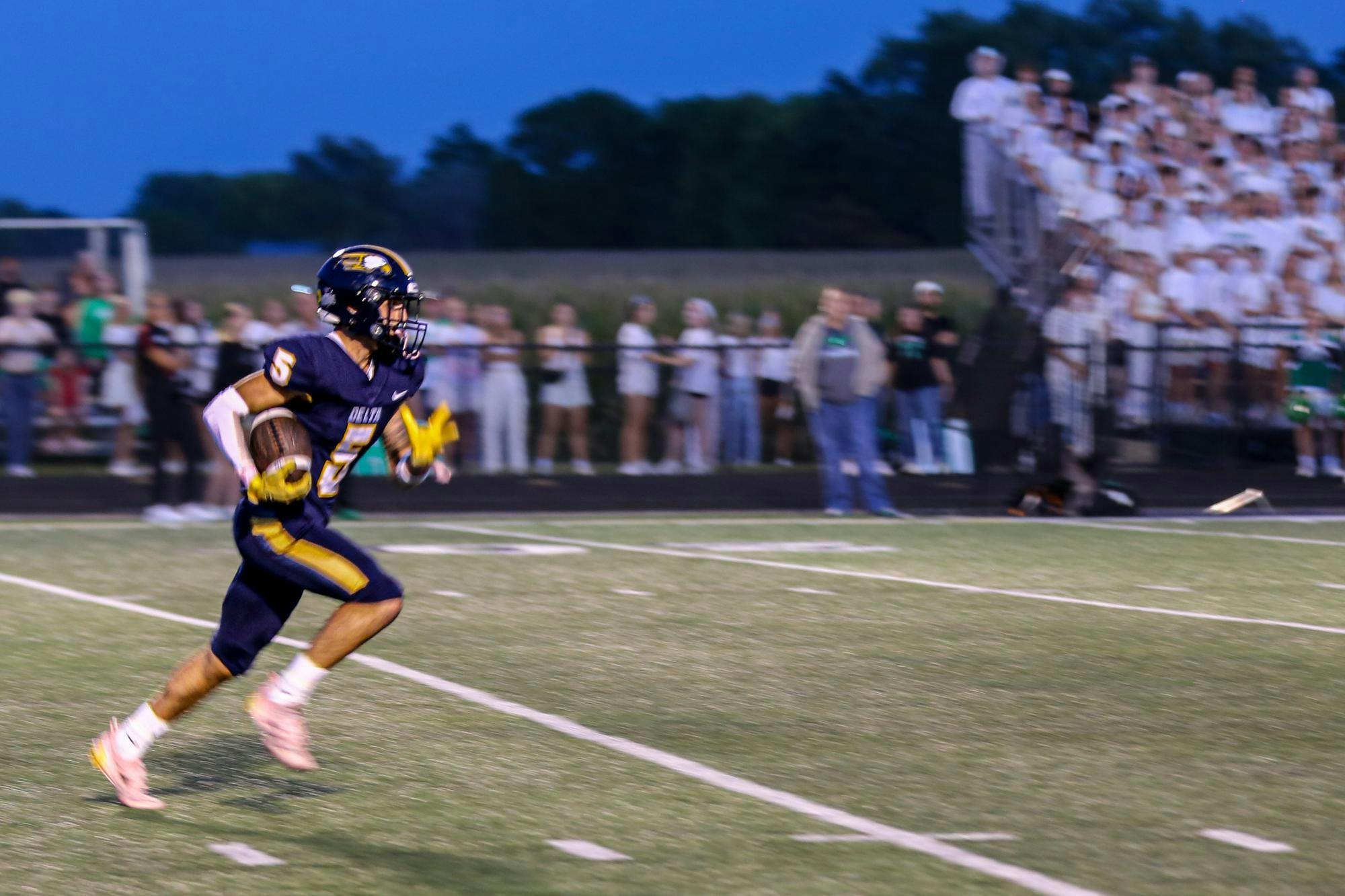 Junior Carter Jackson returning a Yorktown Kickoff. Jackson would score the first and only points for the Eagles on his first return of the game. PHOTO BY MAX ROBSON