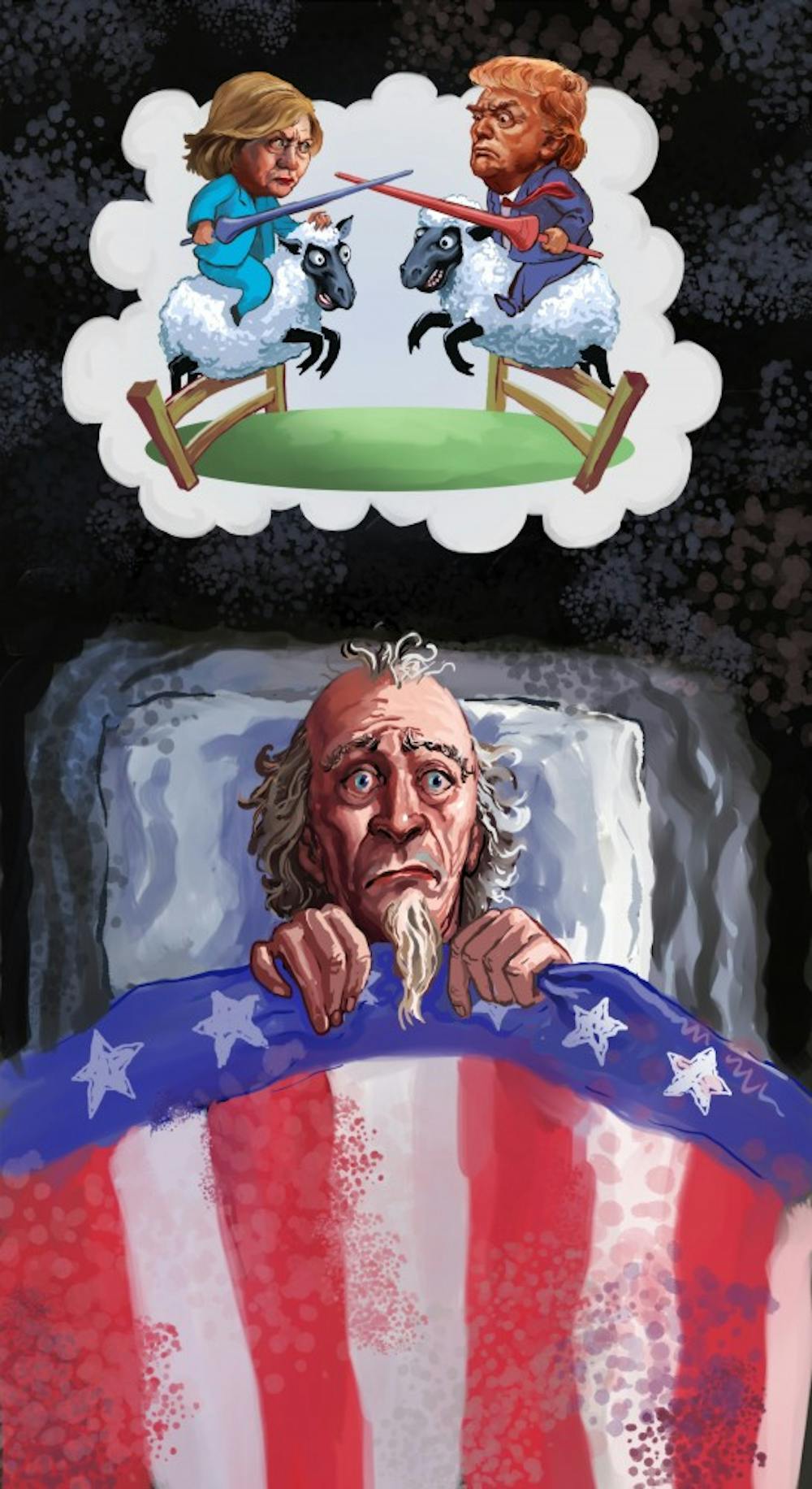 300 dpi Jeff Durham illustration relating to stress about the election. (Bay Area News Group/TNS)
