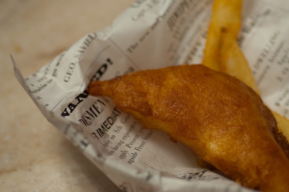 As a part of the Europe section of The Amazing Taste, fish and chips were the food to represent England. The fish and chips was served with an option of having malt vinegar. DN PHOTO JASON CONERLY