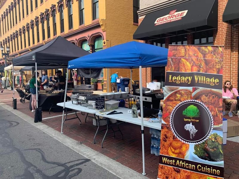  Legacy Village booth at the Fire Up Muncie event Aug. 2023 in downtown Muncie. Legacy Village caters at a variety of events around the Muncie area. Sasha Donati, Photo Provided
