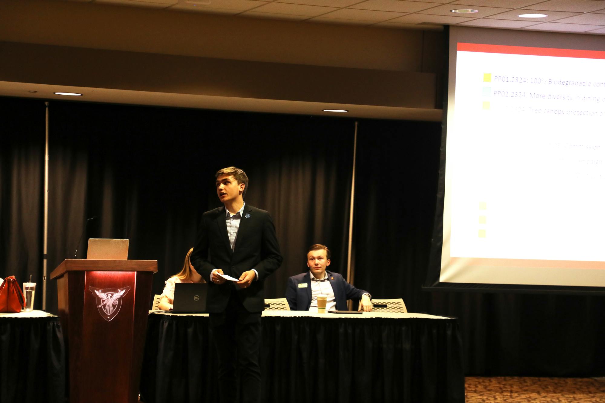 Student Government Association President Joseph Gassensmith addresses the senate during their meeting Nov. 8.  Madelyn Bracken, DN