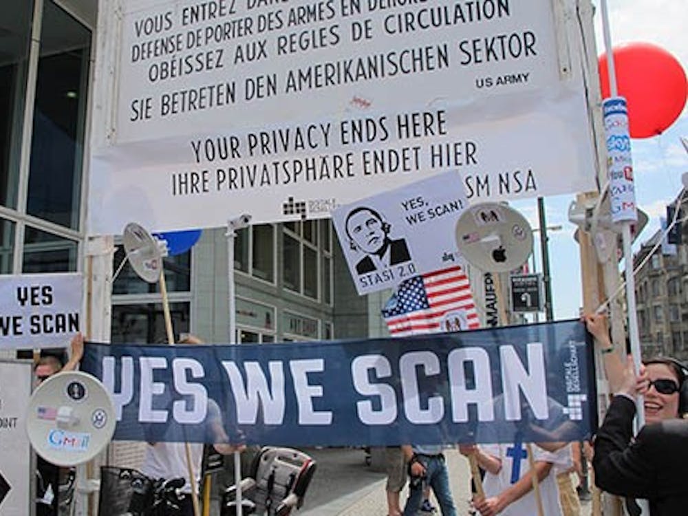 Demonstrators in Berlin protest against the data gathering by the United States and the NSA. Many European officials have expressed concern over the recent surfacing of United States surveillance tactics. MCT PHOTO