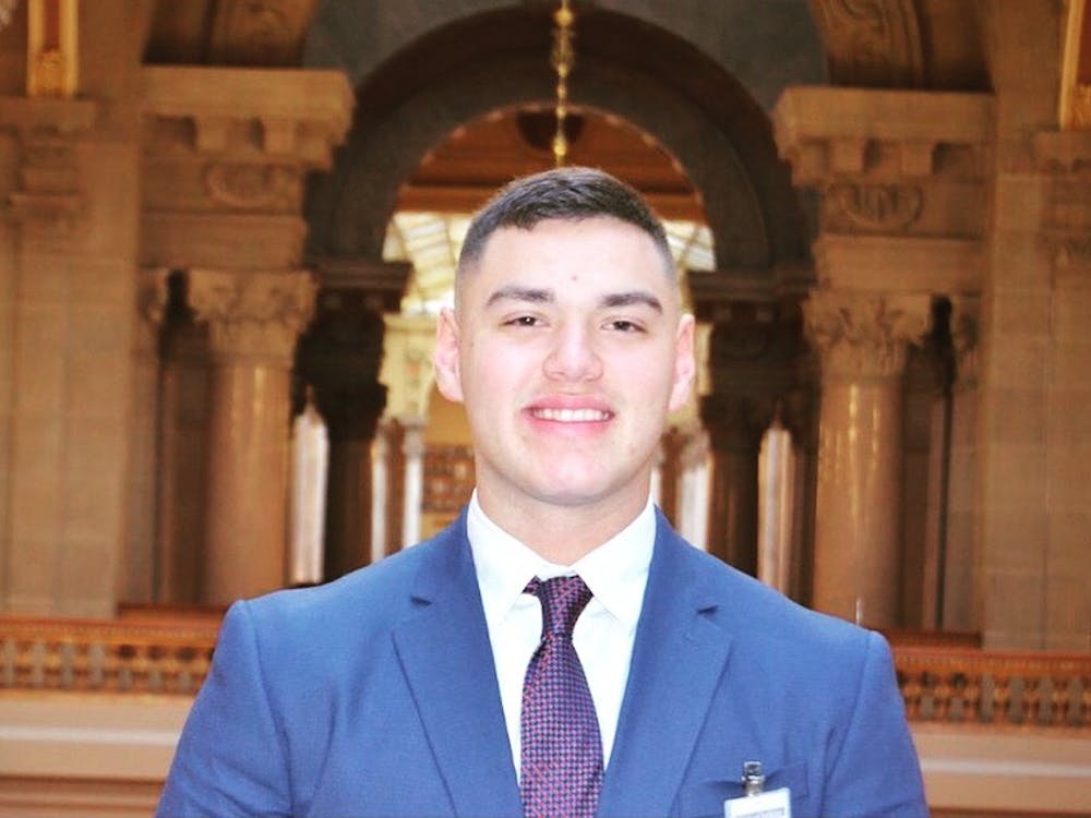 Sophomore political science major Aiden Medellin interned at the Indiana State House and was paired with Sen. Karen Tallian from December 2017 to March 2018. Medellin was tasked with listening to comments and concerns from people Tallian represents as well as analyzing around 900 surveys regarding various policies. Adien Medellin, Photo Provided