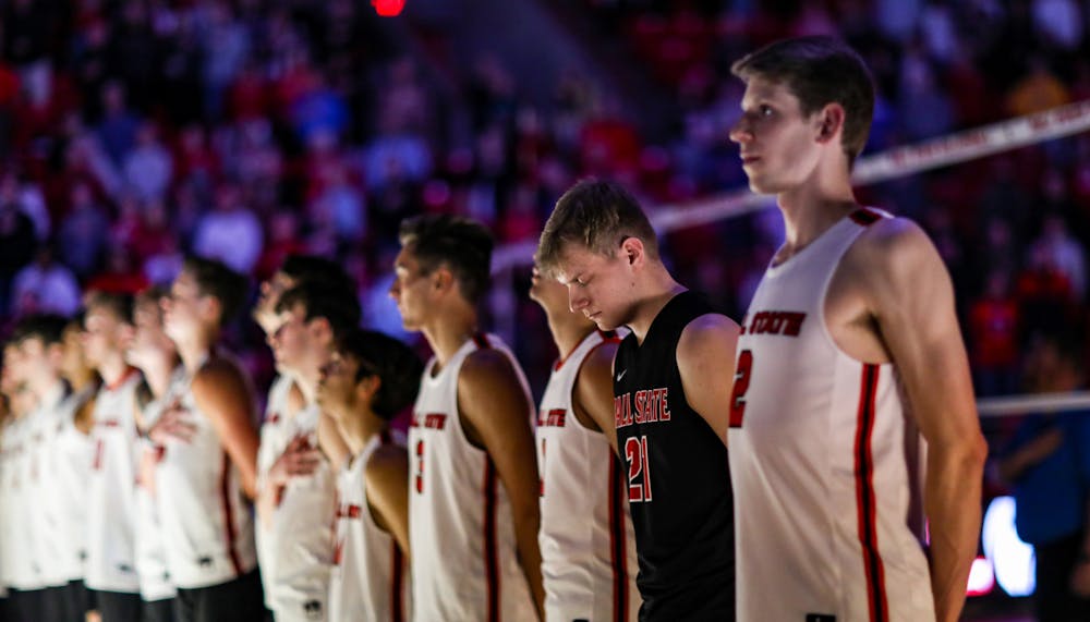 The Ball State men's volleyball team anticipates the game against The Ohio State University on March 15 at Worthen Arena. Ball State swept 3-0. Katelyn Howell, DN