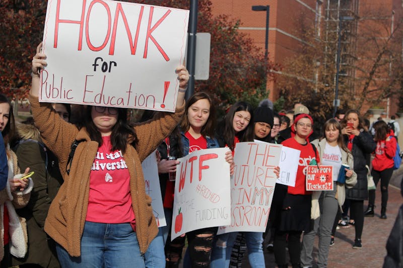 "Red for Ed" public school protests at Ball State