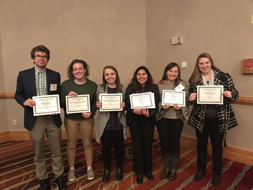 The Daily News staff took home five awards at the Indiana Collegiate Press Association-Hoosier State Press Association College Division Contest Dec. 2. Lisa Renze-Rhodes, Photo Provided&nbsp;
