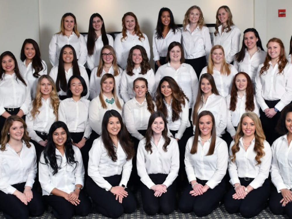 This year, two of the 33 500 Festival Princesses will represent Ball State, Justice Amick (front row far right) and Heidi Przytulski (back row far right.) Every year, more than 300 applications are collected. 500 Festival, Photo courtesy