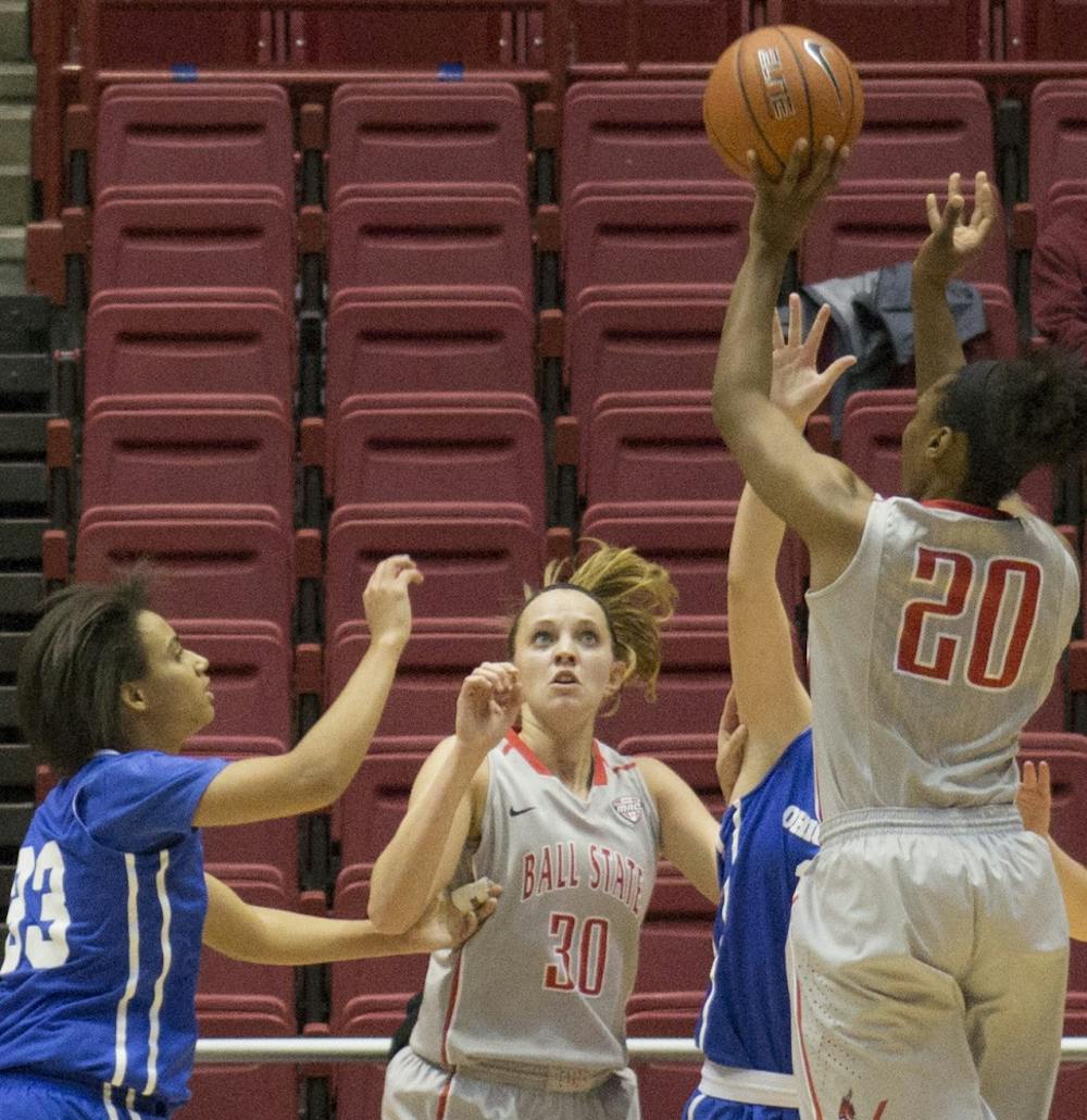 Sophomore guard Frannie Frazier attempts to make a basket in the game against Ohio Valley at Worthen Arena on Dec. 3 DN PHOTO ALLYE CLAYTON