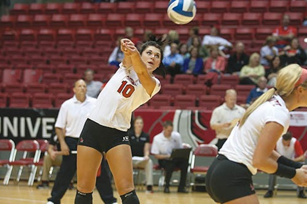 True freshman Nikki Box plays during the game against IPFW in early September. Box is learning to adjust to playing as a defensive specialist on a college level. DN FILE PHOTO JORDAN HUFFER