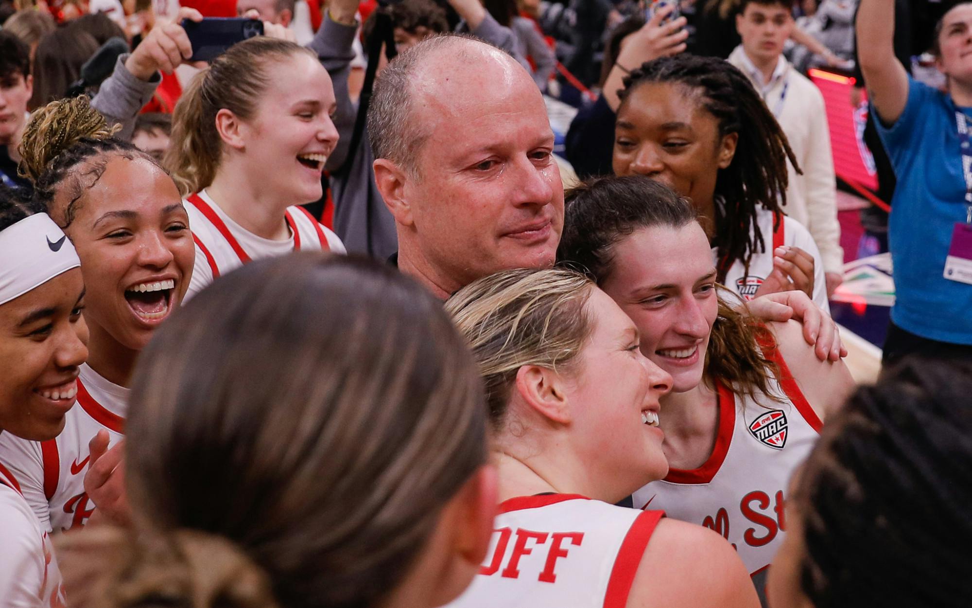Ball State women&#x27;s basketball team celebrates their ﻿Mid-American Conference Championship against Toledo on March 15 at Rocket Arena in Cleveland, OH. Ball State won 65-58. Andrew Berger, DN 