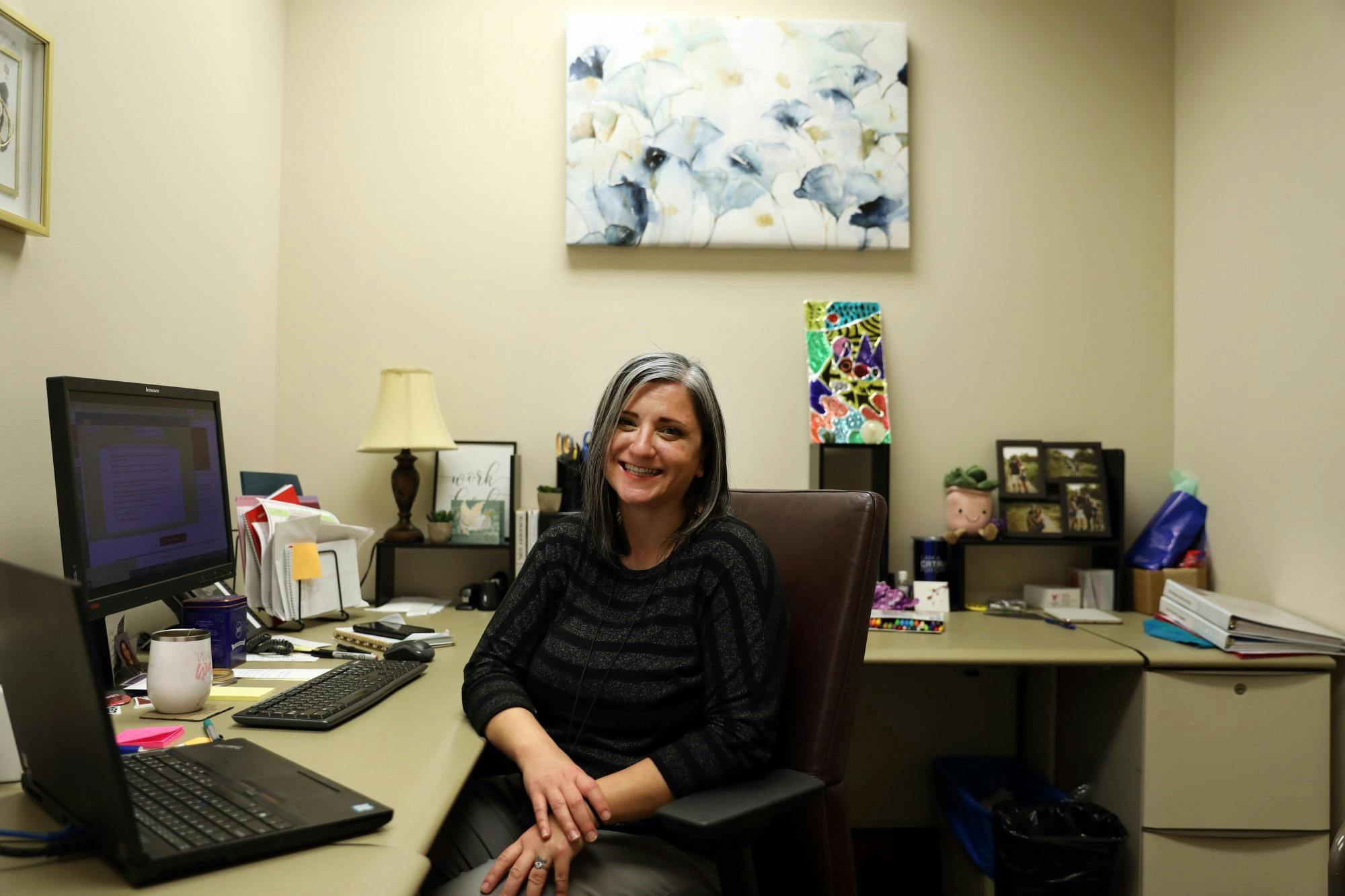 Bria Zolman poses for a photo in her office Jan. 31 in the Frank A. Bracken Administration Building. Zolman is the program coordinator for Guardian Scholars, which provides support for students who graduated from the foster care system and now attend Ball State. Rylan Capper, DN 