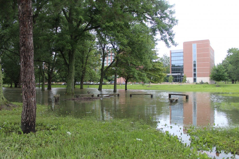Ball State continues efforts to prevent flooding throughout campus. However&nbsp;after the first weeks of the spring semester brought significant amounts of rain, some parts of campus were rendered&nbsp;temporarily unusable by flooding.&nbsp;Samantha Brammer // DN File