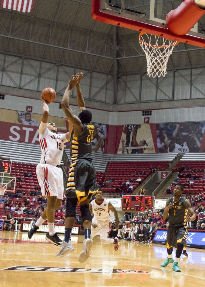Sophomore forward Franko House shoots the ball during the game against Kent State on Jan. 24 at Worthen Arena. DN PHOTO ALAINA JAYE HALSEY