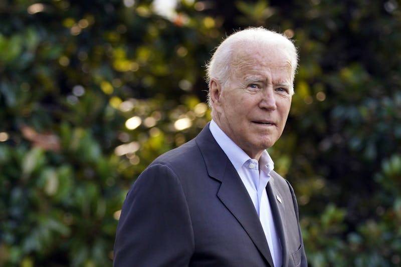 President Joe Biden walks out from the White House in Washington, D.C., before his departure to Surfside, Florida, on Thursday, July 1, 2021. (Yuri Gripas/Abaca Press/TNS)