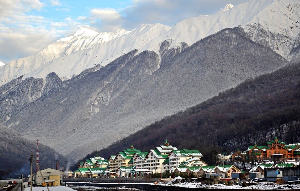The Sochi Winter Olympics will include many events in the  Laura Biathlon & Ski Complex, which stands upslope from the green-roofed Grand Hotel Polyana. MCT PHOTO