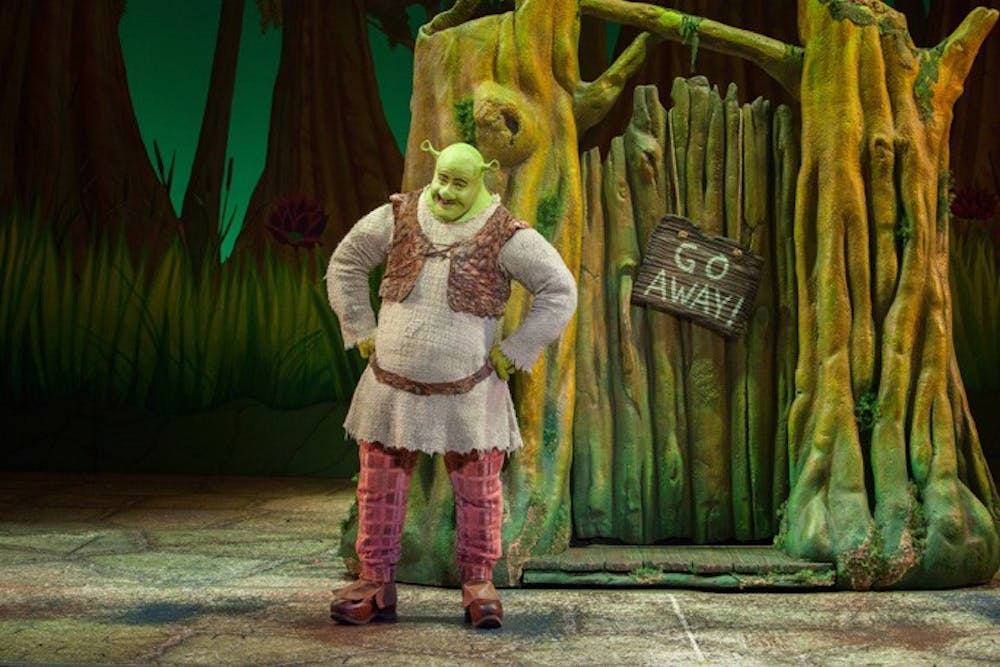 Perry Sook plays Shrek in “Shrek the Musical.” The musical inspired by the 2001 film will open at at 7:30 p.m. Thursday in  John R. Emens Auditorium. PHOTOS PROVIDED BY CATHERINE MAJOR