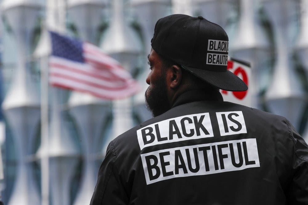 <p>A protester stands in front of the US embassy during the Black Lives Matter protest rally June 7, 2020, in London in response to the recent killing of George Floyd by police officers in Minneapolis, USA, that has led to protests in many countries and across the US. <strong>(AP Photo/Frank Augstein)</strong></p>