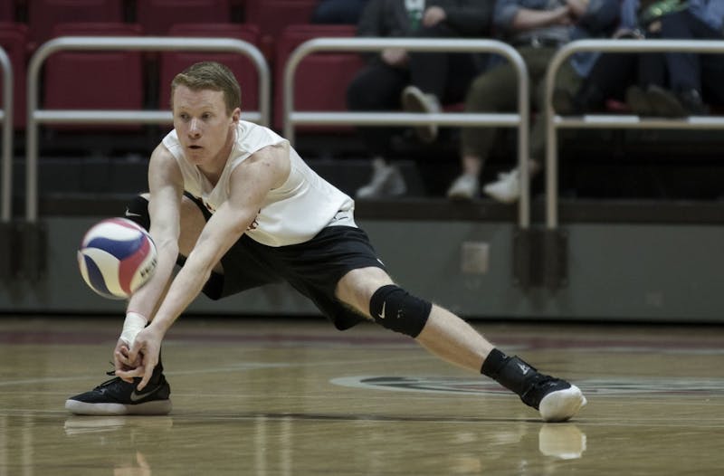 Freshman outside hitter Ben Chinnici receives a serve during their match against Fort Wayne at John E. Worthen Arena on March 17. On offense, Chinnici had six kills during the game. Rachel Ellis, DN&nbsp;