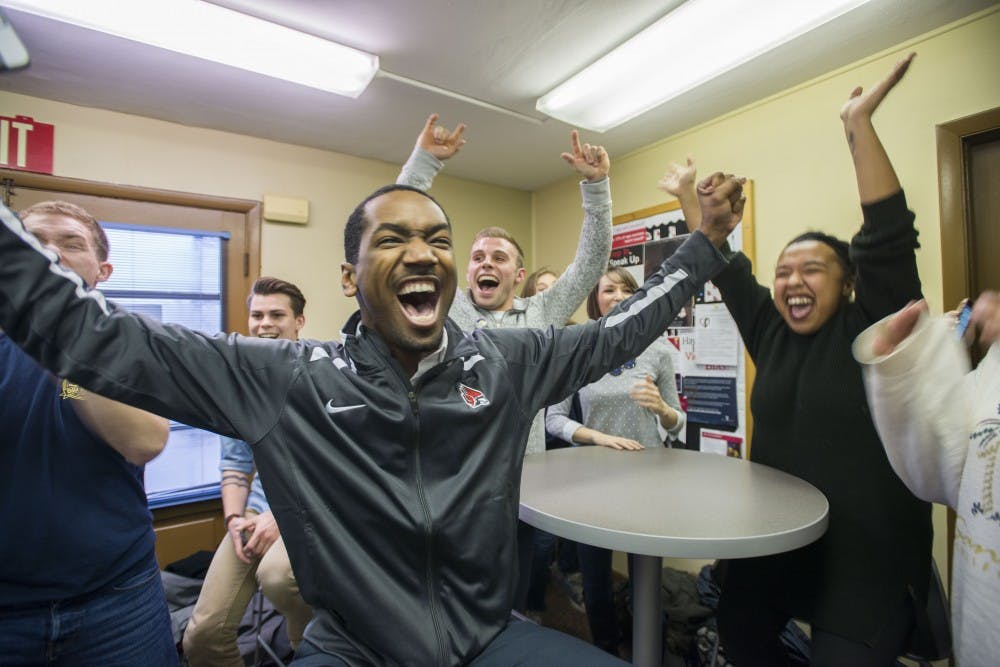 The slate Summit, comprised of James Wells,&nbsp;presidential candidate;&nbsp;Ana Batres,&nbsp;vice presidential candidate;&nbsp;Brock Frazer,&nbsp;secretarial candidate;&nbsp;and&nbsp;Emily Halley, tresorial candidate won the 2016-17 Student&nbsp;Government&nbsp;Elections. DN PHOTO BREANNA DAUGHERTY
