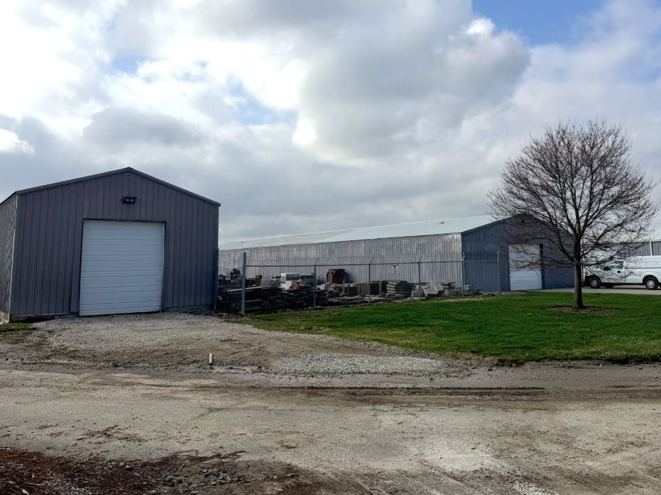 Ball State University Landscaping Services facilities at Heath Farm, March 10. Past this building sits a large pile of materials breaking down into usable compost. Dylan Chesnut, NLI.