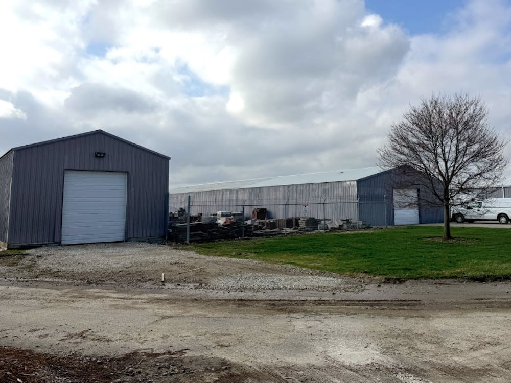 Ball State University Landscaping Services facilities at Heath Farm, March 10. Past this building sits a large pile of materials breaking down into usable compost. Dylan Chesnut, NLI.