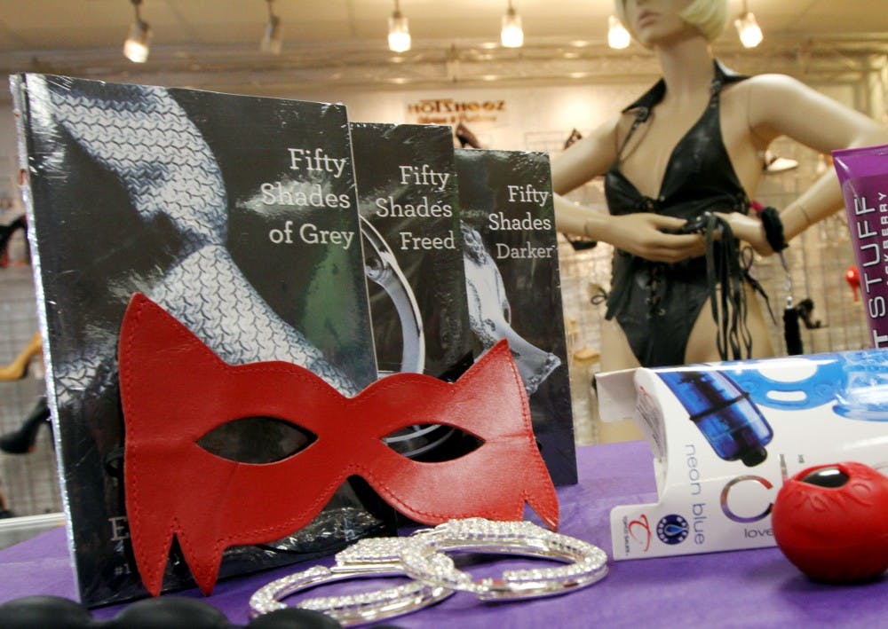 Xanadu Boutique, an erotica shop in South Florida, has seen an increase in sales of adult toys and leather clothing since the rise in popularity of the book "50 Shades of Grey." Xanadu now sells the book and starting August 3 will sell it with a gift set, which includes items (pictured) such as a leather mask, handcuffs, the climax kit, a leather outfit and Ben Wa balls on a string. (Sarah Dussault/Sun Sentinel/MCT)