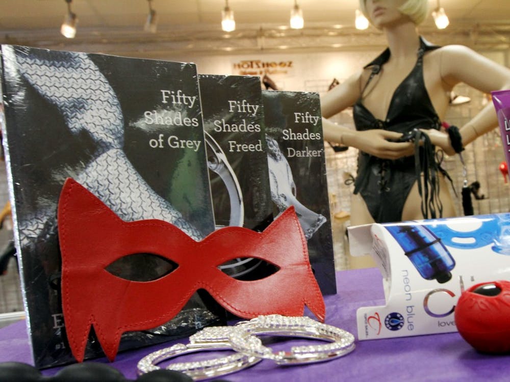 Xanadu Boutique, an erotica shop in South Florida, has seen an increase in sales of adult toys and leather clothing since the rise in popularity of the book "50 Shades of Grey." Xanadu now sells the book and starting August 3 will sell it with a gift set, which includes items (pictured) such as a leather mask, handcuffs, the climax kit, a leather outfit and Ben Wa balls on a string. (Sarah Dussault/Sun Sentinel/MCT)