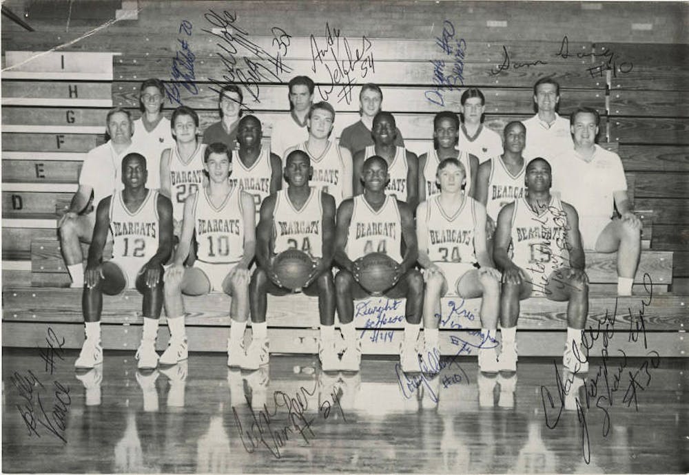Muncie Central High School boys basketball players of 1988 pose for a picture. Ball State University, University Media Repository, Photo Provided