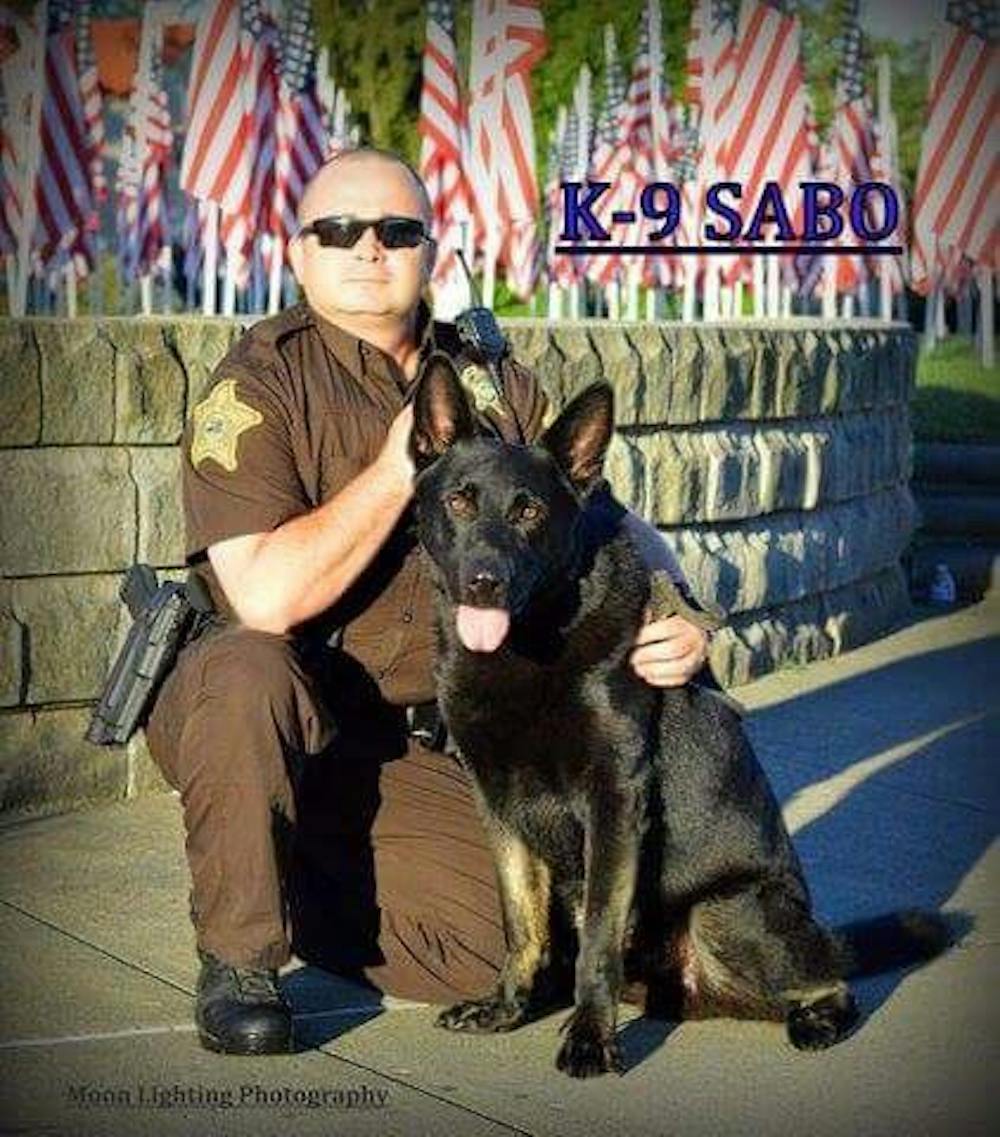 The Delaware County Sheriff’s Office is currently fundraising to purchase a new K-9 officer after the loss of German Shepherd K-9 Sabo in July. Sabo, a narcotics K-9, developed an acute debilitating degenerative bone condition. Jerry Parks // Photo Provided