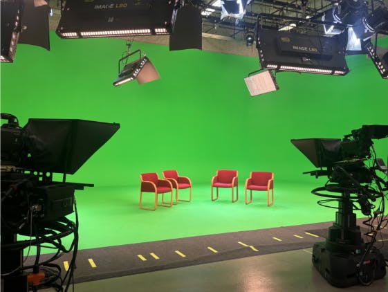 Virtual set inside the Ball communication buildings.