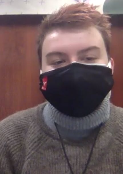 Senator Ozzie Kazarian, a new applicant of the Off-Campus Caucus, gives a presentation to the Ball State Student Government Association over Zoom Jan. 19, 2022. Kazarian was previously a part of the Organizational Caucus. Richard Kahn, Screenshot Capture